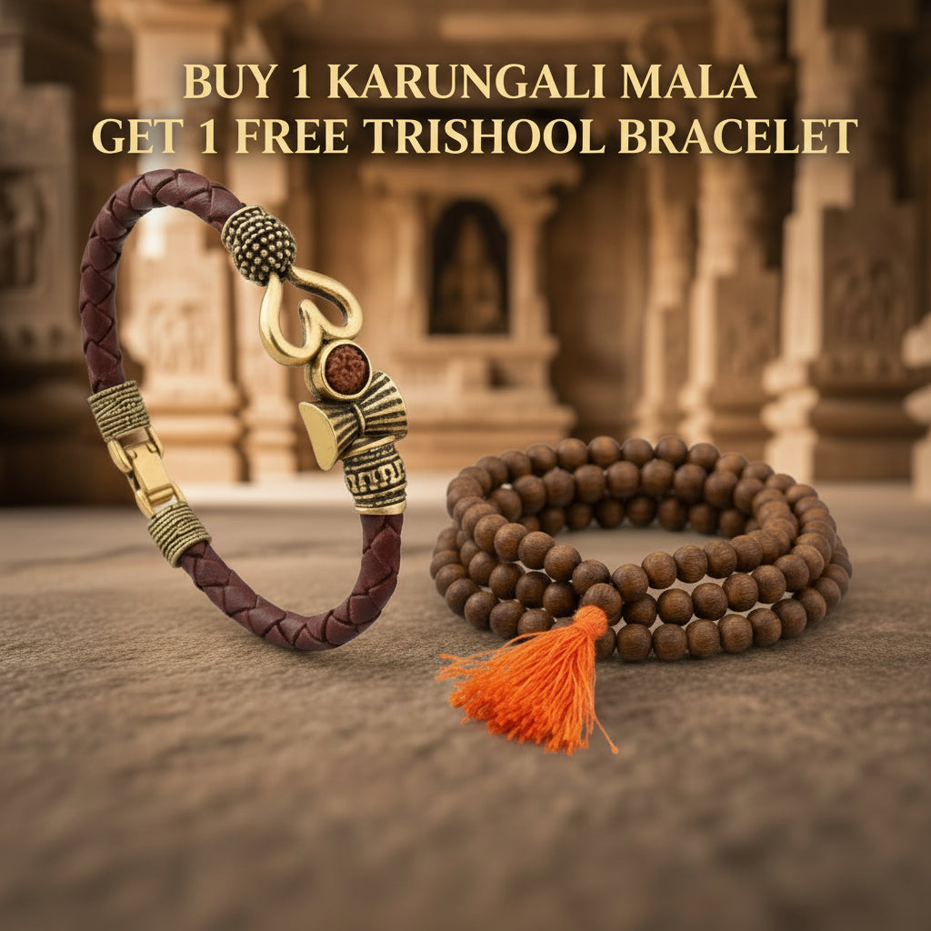Original Karungali Mala with Free Powerful Trishool Bracelet