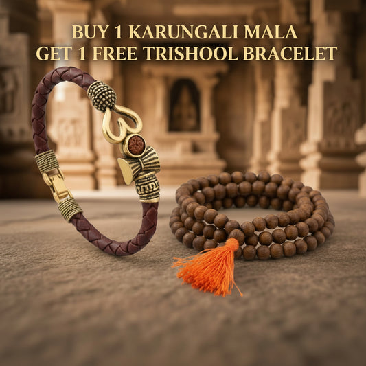 Original Karungali Mala with Free Powerful Trishool Bracelet