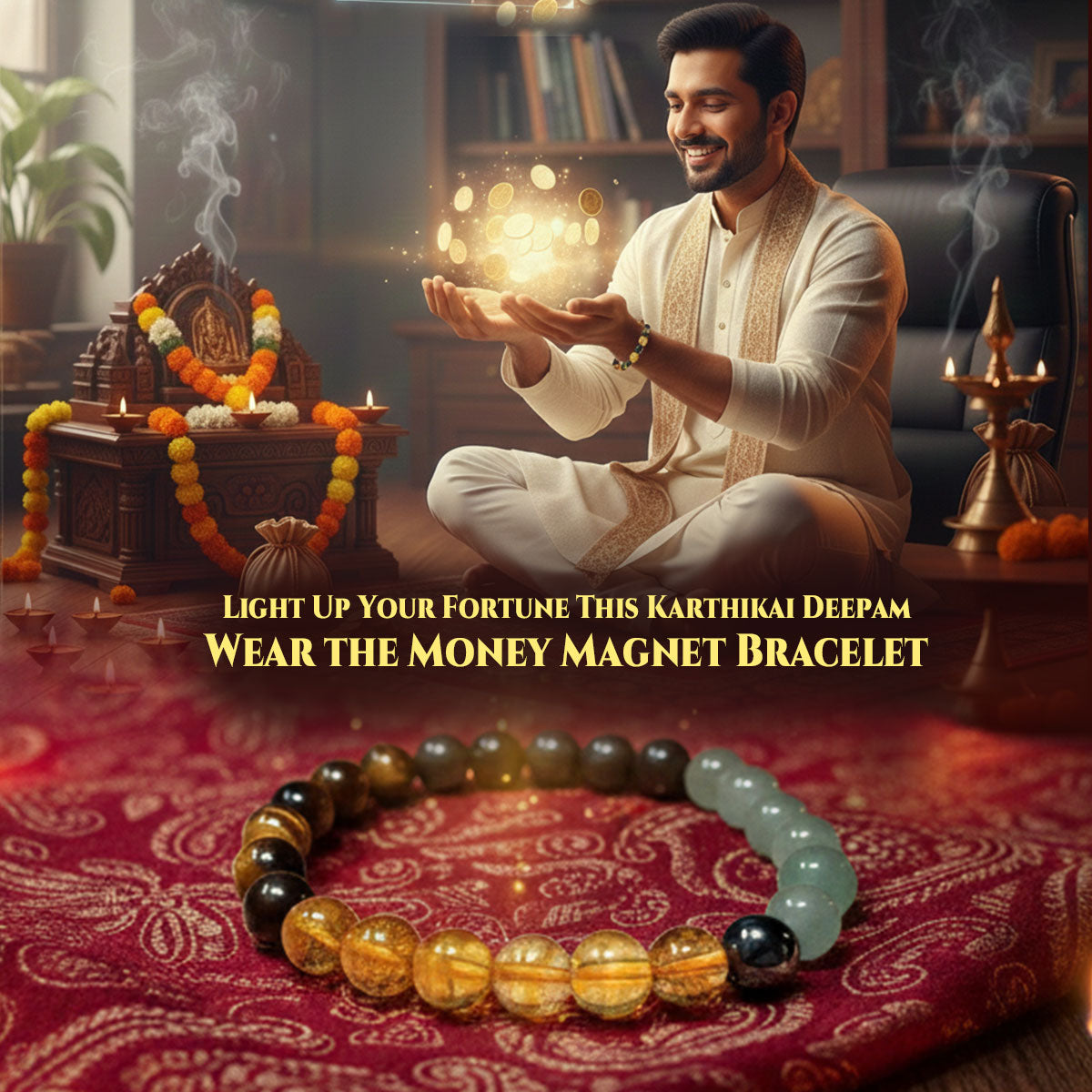 Money Attract Bracelet – Wealth, Prosperity & Abundance Crystal Bracelet