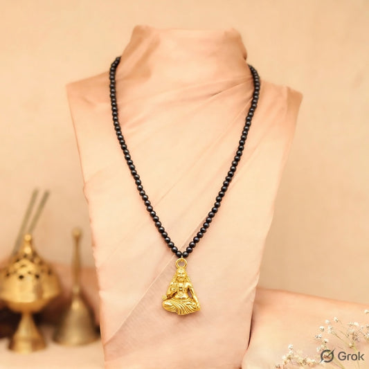Certified Original Karungali Mala (108 Beads) with Raghavendra Swamy Golden Pendant