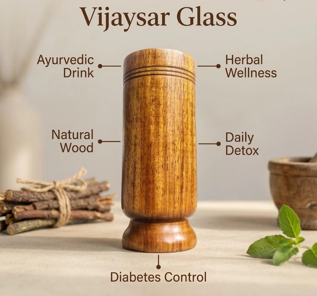 Original Vijaysar  Wood Sugar Control Tumbler | Natural Wooden Drinking Cup