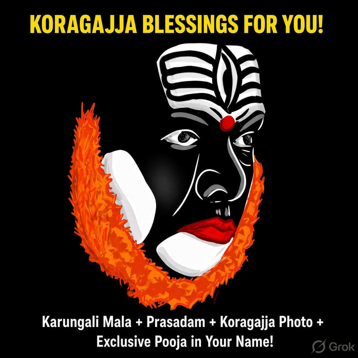 Koragajja Blessed Karungali Mala | With Koragajja Prasada & Personalized Devotee Name Pooja